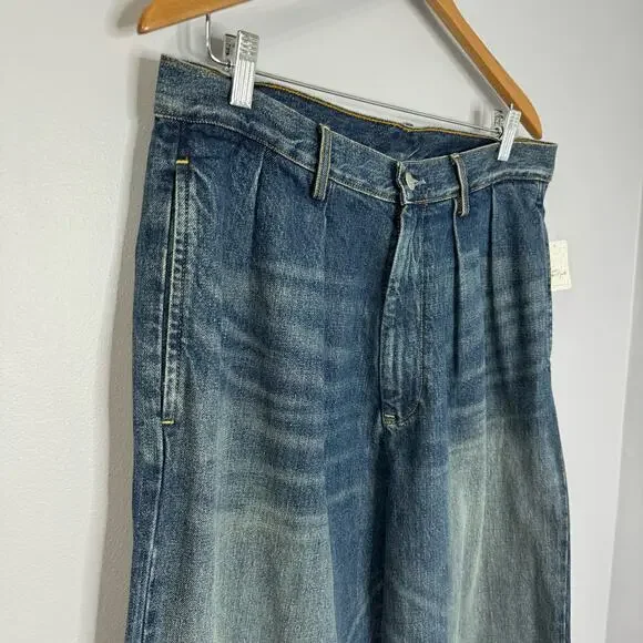 Denimist Free People Blair Double Pleat Jeans Relaxed Fit High Rise Women's 30